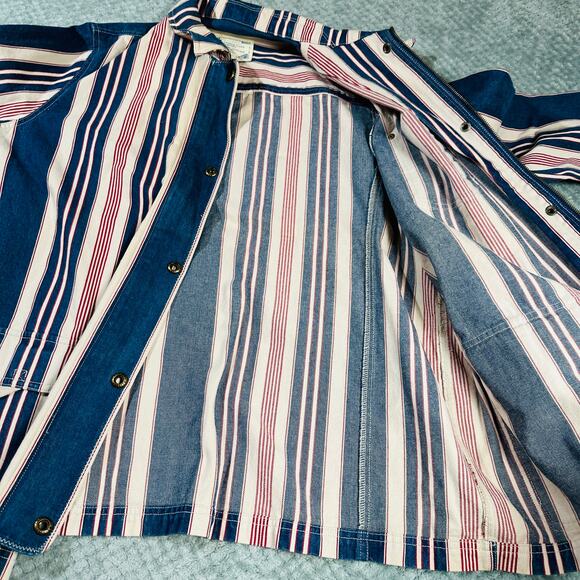 Vintage 1990s Lauren Jeans Company Red/Blue Denim Chore Jacket Wmns 2XL - Picture 8 of 8